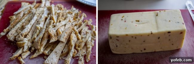 Plenty of Pepper Jack Cheese chicken strips and pepper jack cheese