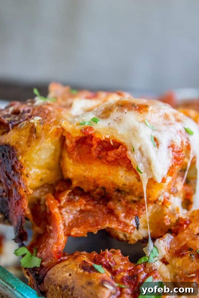 Easy Pizza Casserole: A Family Favorite for Busy Weeknights Classic Easy Pizza Casserole with pepperoni and melted mozzarella cheese, ready to serve.