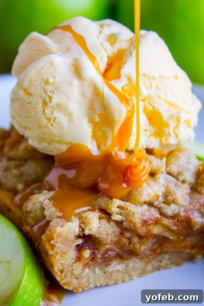Decadent Apple Pie Bars with Caramel Drizzle apple pie bars recipe with caramel