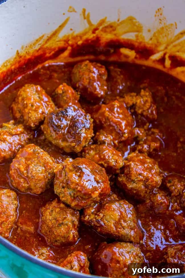 Savory Enchilada Meatballs Ready to Serve Enchilada meatballs in a serving dish, garnished with fresh cilantro.