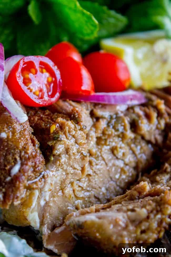 Instant Pot & Crock Pot Shredded Beef Gyros: A healthy, flavorful Greek-inspired dinner. Tender shredded beef gyro meat served with fresh veggies and herbs, ready to be enjoyed.