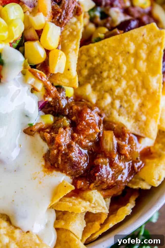 Stacked Chili Nachos with Molten Queso and Fresh Guacamole 6 How to make chili nachos, showing the preparation of ingredients and assembly.