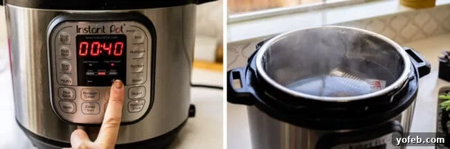 Water added to the Instant Pot, covering the cans of sweetened condensed milk for making dulce de leche.