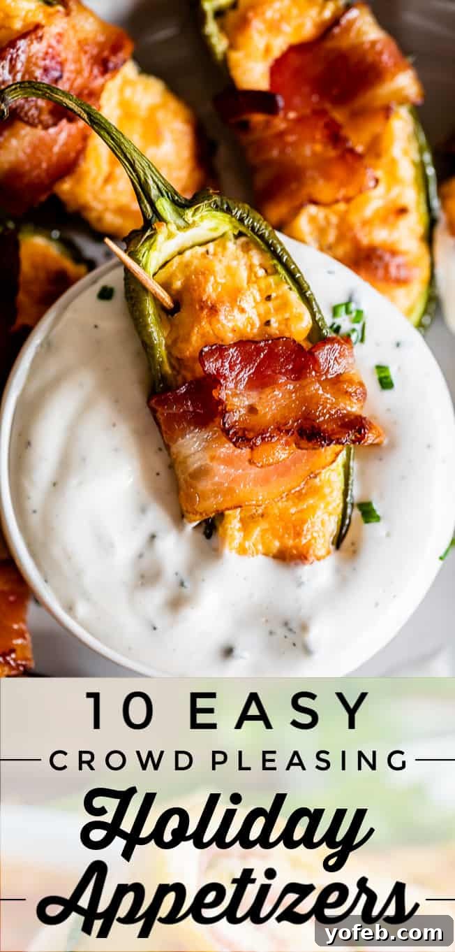 10 Easy Holiday Appetizers: Crowd-Pleasing Party Bites Perfect with Ranch Dip A vibrant display of 10 diverse easy holiday appetizers, including cheesy bacon puffs, mini sliders, and stuffed pretzels, arranged on platters for a festive party spread, ready to be dipped in ranch.