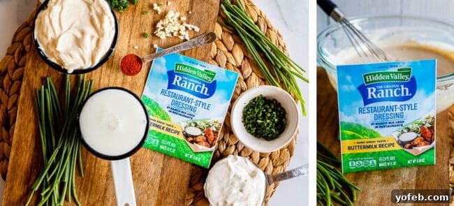 Hidden Valley Restaurant Style Ranch Dip A bowl of creamy Hidden Valley Restaurant Style Ranch dip, garnished with fresh herbs, ready for holiday appetizers.