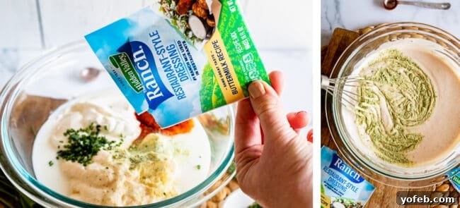 Perfect Pairings: Ranch with Pizza, Veggies, and Jalapeño Poppers A hand dipping a crispy jalapeño popper wrapped in bacon into a bowl of creamy homemade ranch dressing.