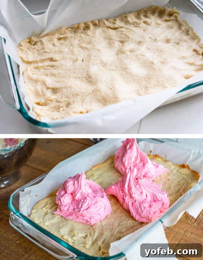 The secret is in the cream cheese. It doesn't go in the frosting! It replaces some of the butter usually called for in the sugar cookies. The cream cheese makes the final baked cookie supremely chewy and moist. how to make sugar cookie bars - mixing ingredients in a bowl