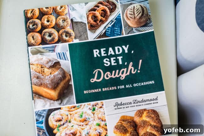 The cover of the 'Ready, Set, Dough!' cookbook, featuring appealing bread photography.