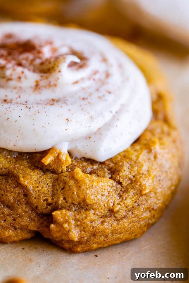 Soft and fluffy pumpkin cookies, complete with a delightful frosting, making them perfect for fall festivities. An array of freshly baked soft pumpkin cookies, perfectly frosted and ready for a fall gathering