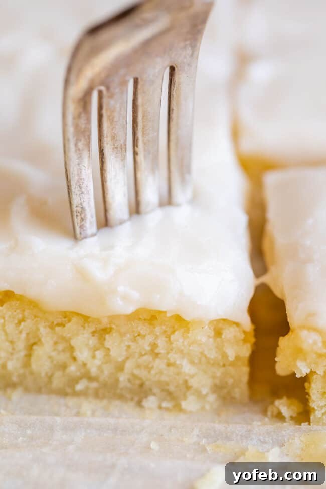 Warm White Texas Sheet Cake Freshly baked white Texas sheet cake ready for frosting