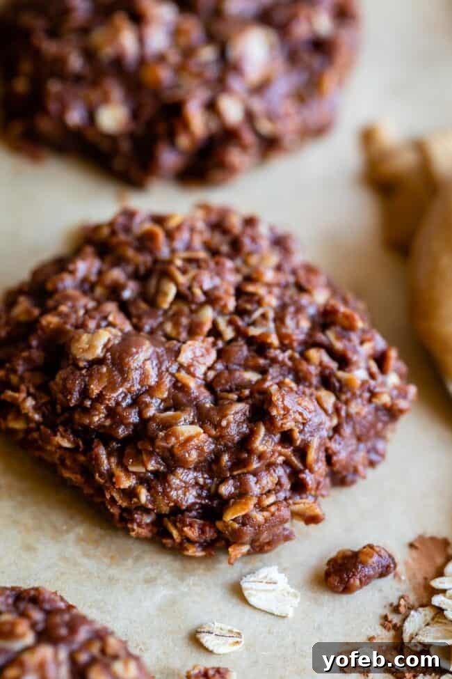 Easy No-Bake Peanut Butter Oatmeal Cookies 15 no bake cookie on parchment paper