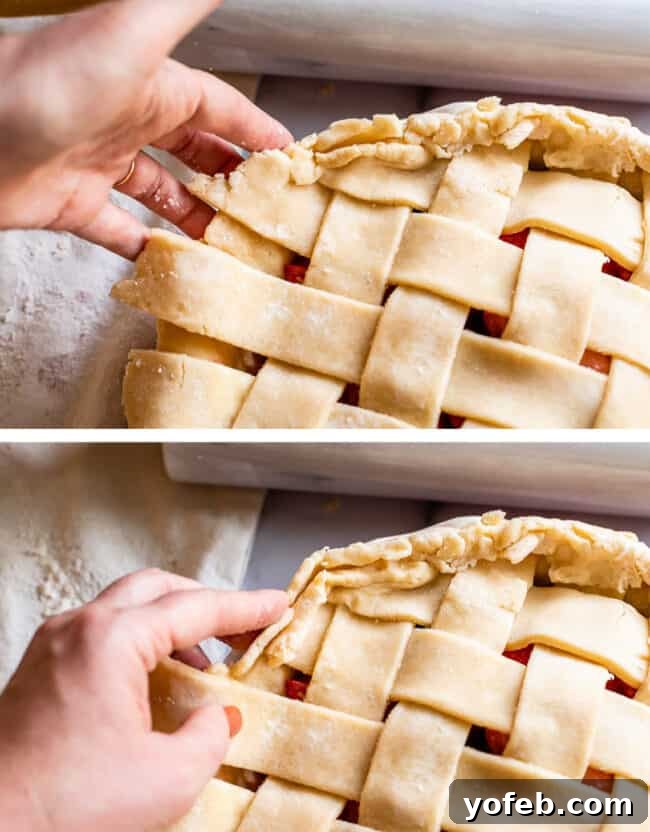 A Visual Guide to Making a Lattice Pie Crust 16 folding the edges of the pie dough up and over the edge to create a crust