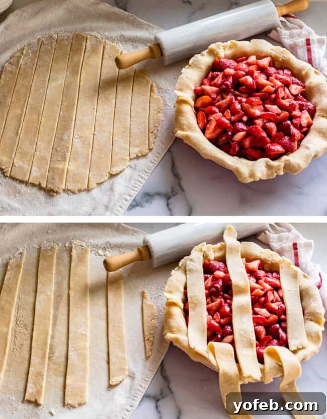 A Visual Guide to Making a Lattice Pie Crust 6 the first step of a lattice pie crust tutorial