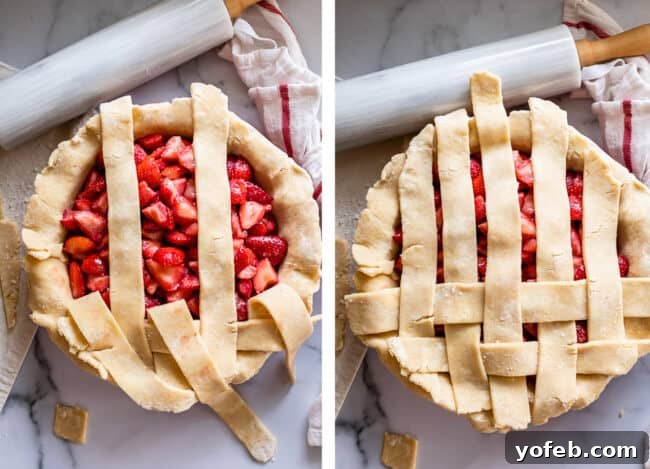 A Visual Guide to Making a Lattice Pie Crust 10 how to lattice pie crust on a strawberry pie