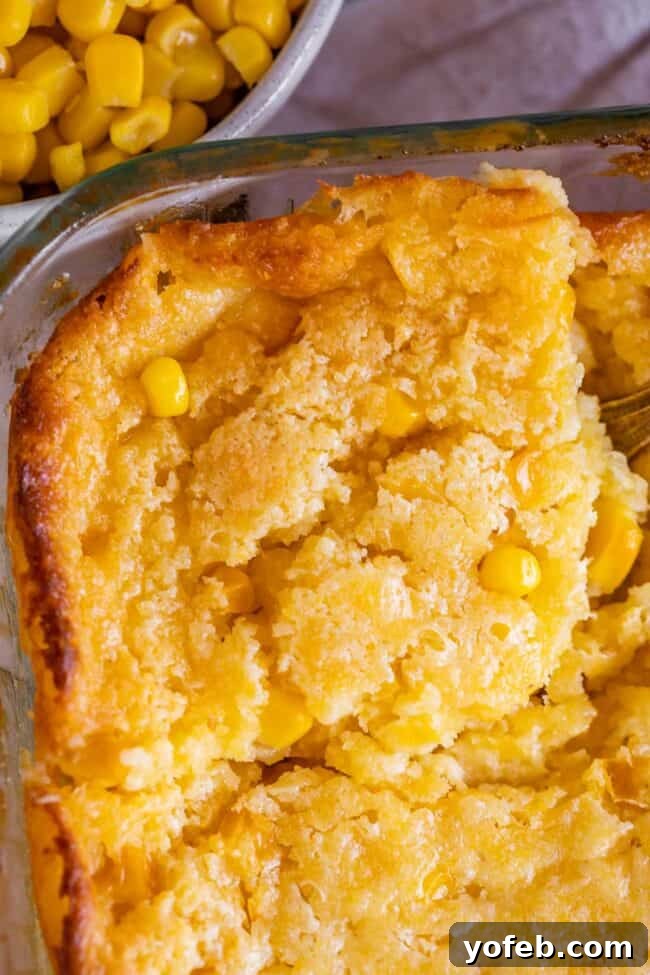 Golden Cornbread Delight 3 corn casserole shot from overhead.