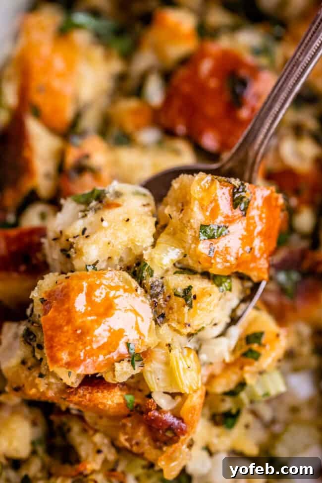 The Ultimate Thanksgiving Stuffing 23 thanksgiving stuffing with herbs on a spoon