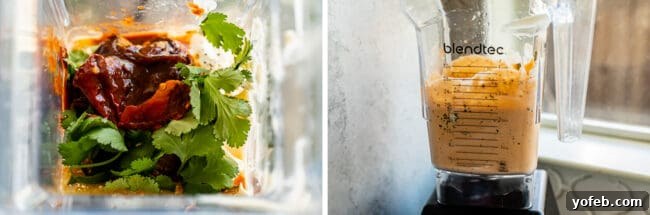 Whip Up Your Own Smoky Chipotle Sauce 7 Ingredients for chipotle mayo, including cilantro, chipotles, and mayonnaise, are placed in a blender, then blended into a smooth sauce.