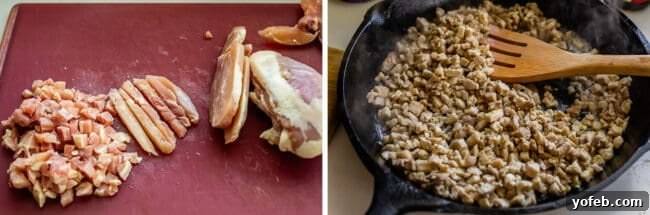P.F. Chang's Style Lettuce Wraps at Home 11 Partially frozen chicken sliced and diced, then seared in a pan.