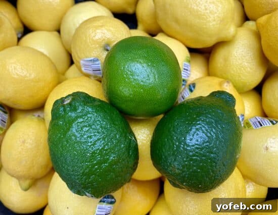 Creamy Brazilian Lemonade Recipe 15 Comparison of limes: a smooth, thin-skinned lime ideal for blending next to rougher, thicker-skinned limes and lemons.