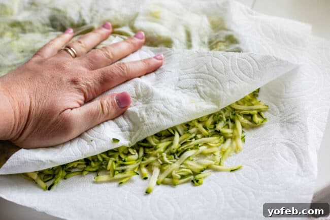 Heavenly Zucchini Bread 18 blotting shredded zucchini with paper towels.