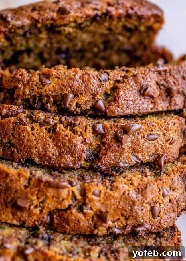 Heavenly Zucchini Bread 25 chocolate chip zucchini bread sliced.