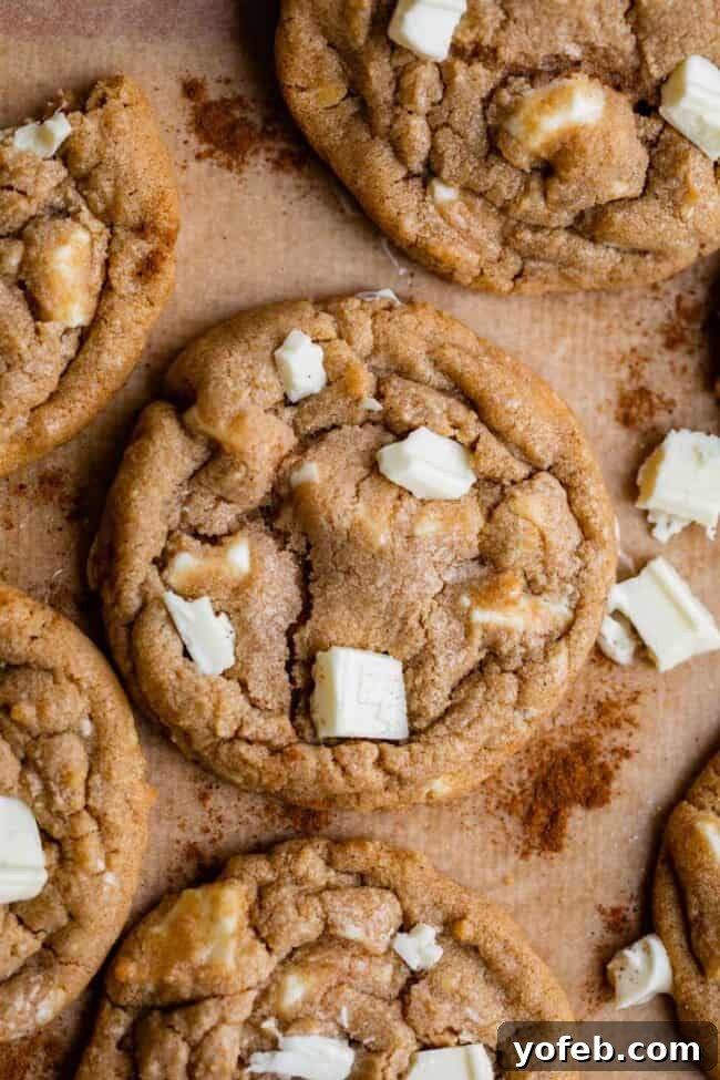 Dreamy White Chocolate Chip Treats 3 cinnamon and white chocolate cookies
