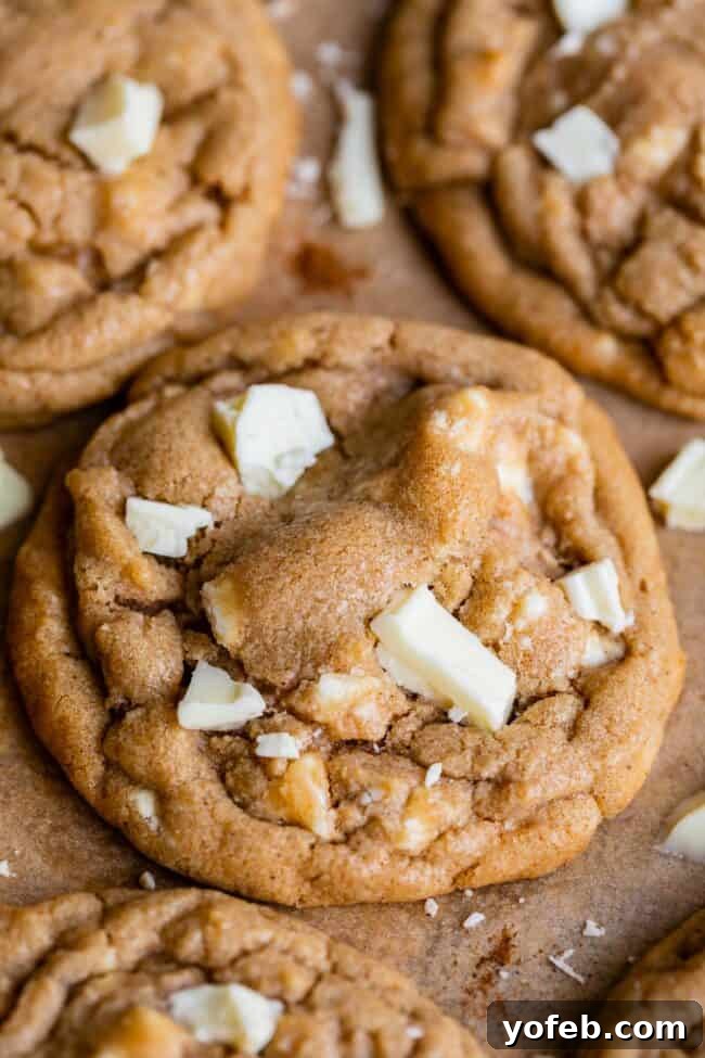 Dreamy White Chocolate Chip Treats 7 white chocolate chip cookie from scratch on a pan