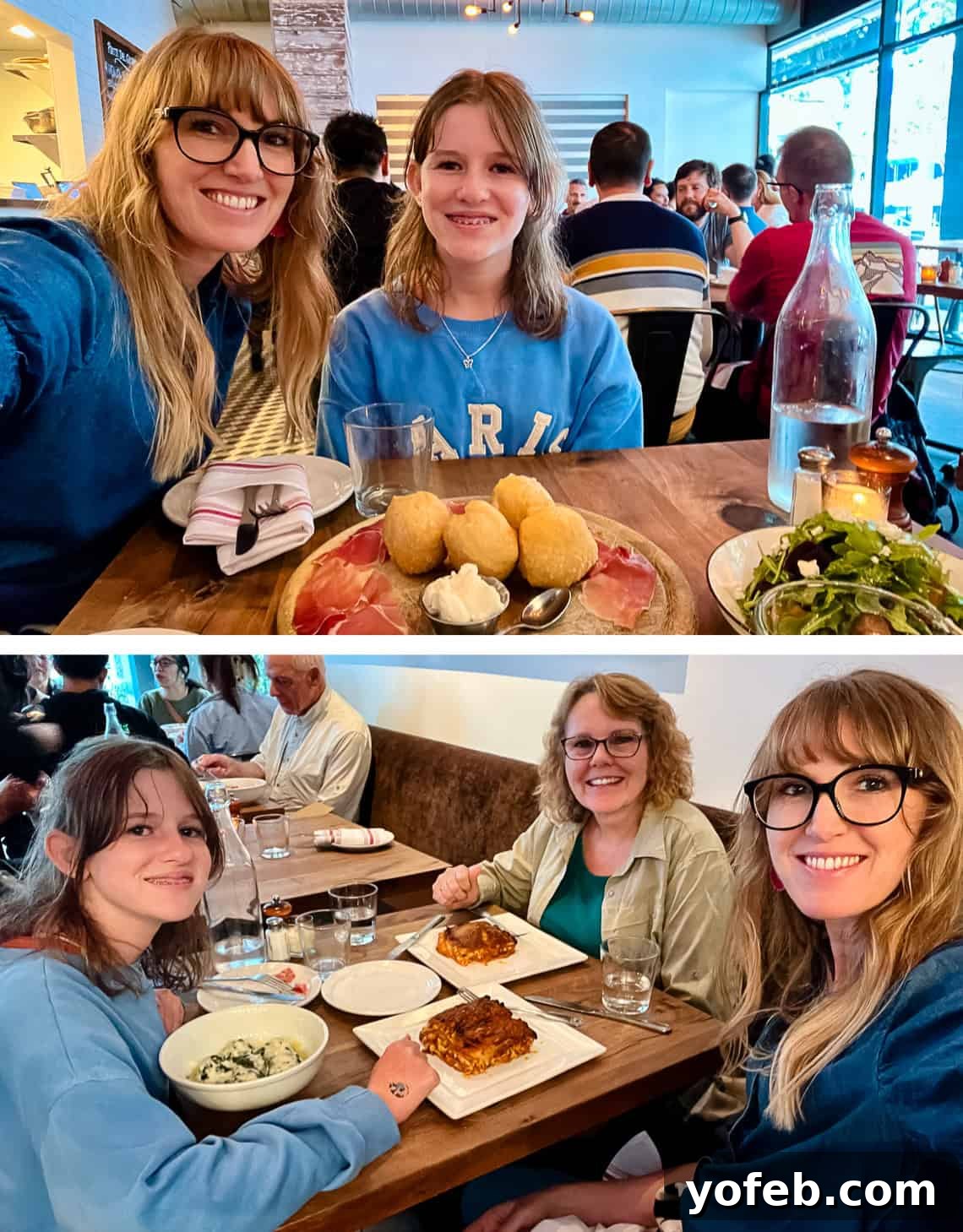 The Definitive Lasagna Soup 4 A mother and daughter enjoying a meal at an Italian restaurant.