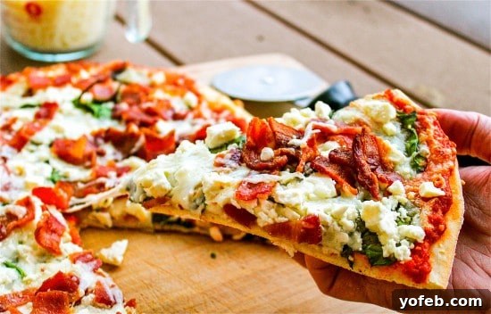 The Tuscan Garden Pizza: Spinach, Bacon, Feta, Sun-Dried Tomato Sauce 4 IMG_0363