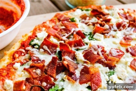 The Tuscan Garden Pizza: Spinach, Bacon, Feta, Sun-Dried Tomato Sauce 5 IMG_0348