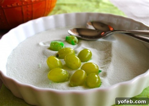 Emerald Zest Bites 3 Fresh green grapes, the base for a delightful and tangy treat