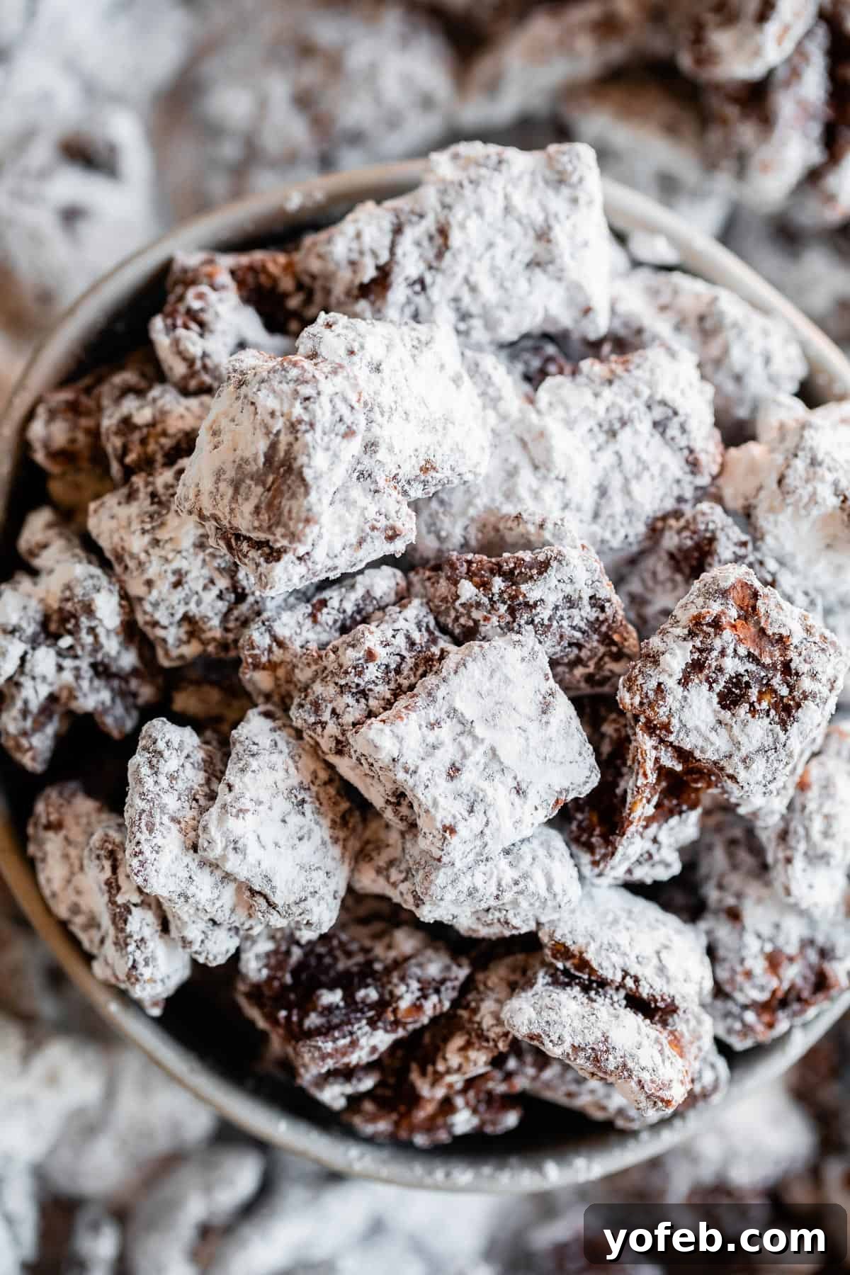 how to make puppy chow stick together in chunks (in a white bowl)