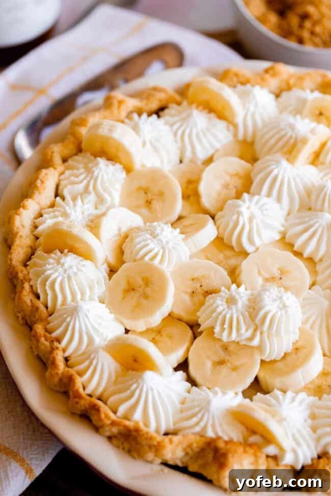 Luscious Banana Cream Pie Recipe 9 A classic homemade banana cream pie nestled in a traditional pastry crust, topped with swirls of whipped cream, for comparison.
