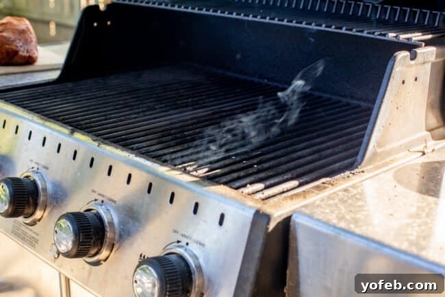 Smoky Perfection: The Ultimate Pulled Pork 17 smoke coming up from a smoker box under the grates of a gas grill.