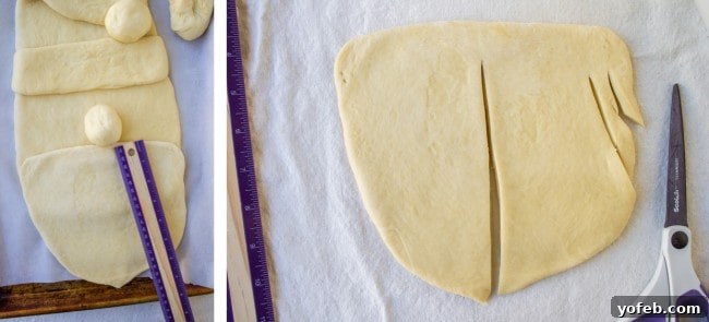 Golden Santa Bread Your Christmas Masterpiece 14 Cutting beard strips for Santa Bread