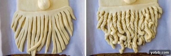 Golden Santa Bread Your Christmas Masterpiece 15 Twisting beard strips on Santa Bread