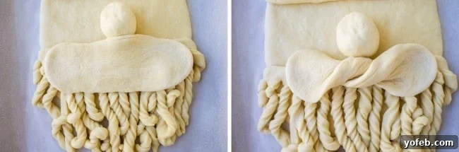Golden Santa Bread Your Christmas Masterpiece 16 Shaping the mustache for Santa Bread