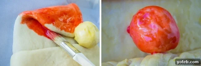 Golden Santa Bread Your Christmas Masterpiece 20 Applying red food coloring mixed with egg yolk