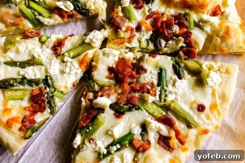 Delicious Asparagus, Bacon, & Feta Pizza from TheFoodCharlatan.com