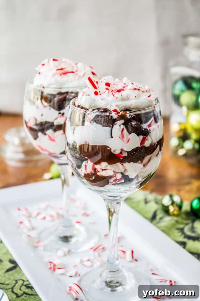 Candy Cane Brownie Trifle from The Food Charlatan