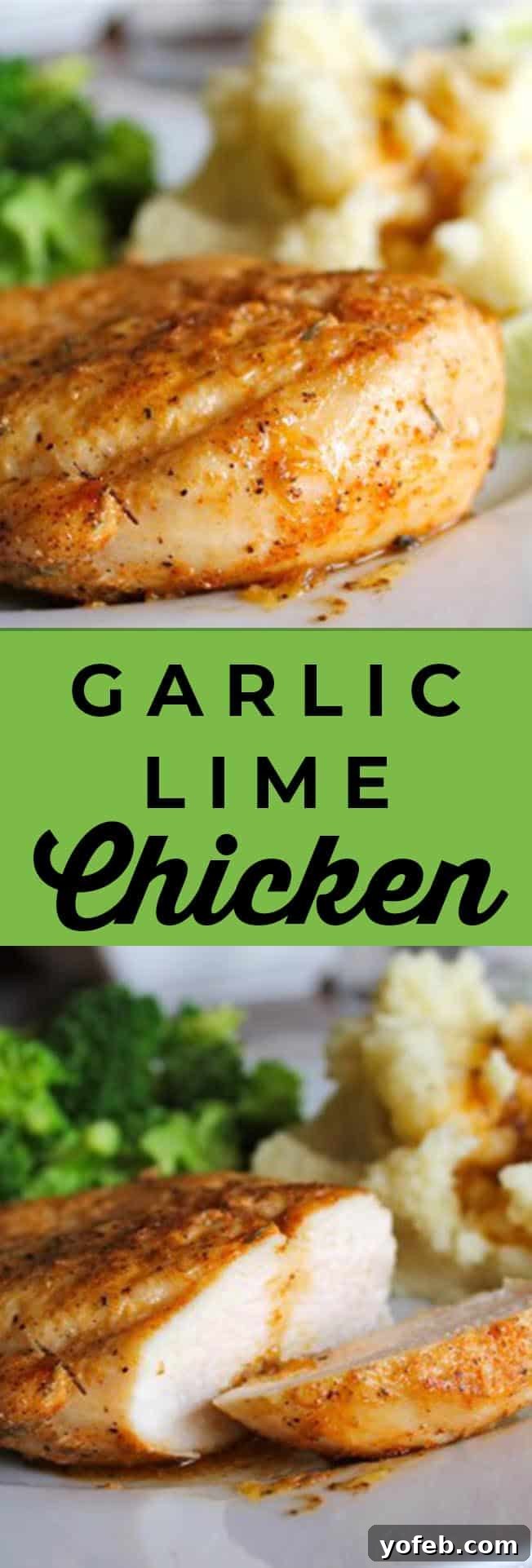 Garlic Lime Chicken from The Food Charlatan. An easy, quick, and flavorful dinner recipe featuring chicken breast.