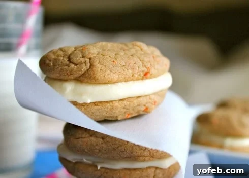 Carrot Cake Whoopie Pies with Tangy Cream Cheese Filling 5 Carrot Cake Cookie Sandwiches with Cream Cheese Frosting