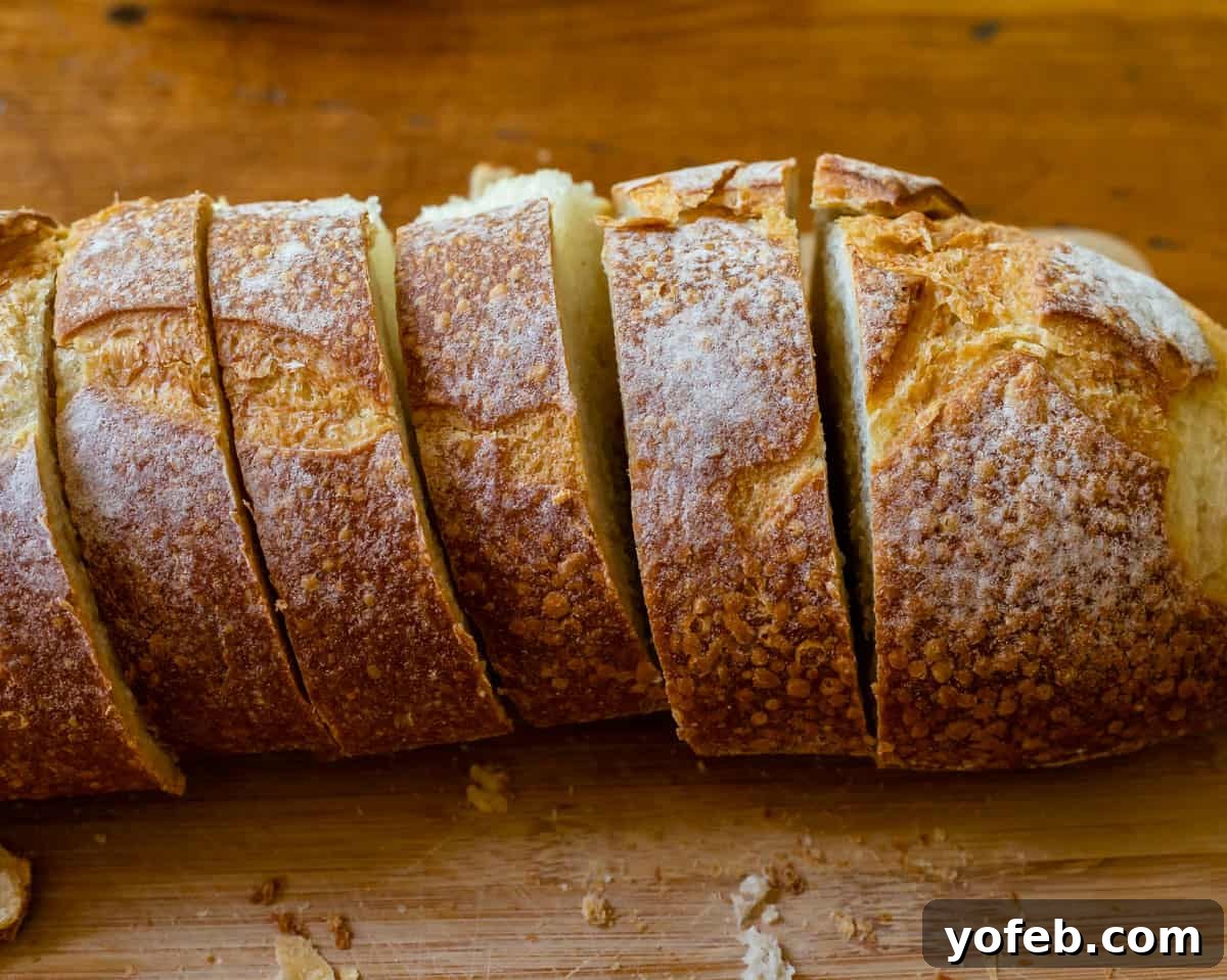 Irresistible Garlic Butter Loaf 21 A loaf of bread precisely sliced into 1-inch pieces, arranged on a clean cutting board.