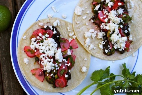 Vibrant Black Bean Tacos with Fresh Radish Slaw and Feta Cheese