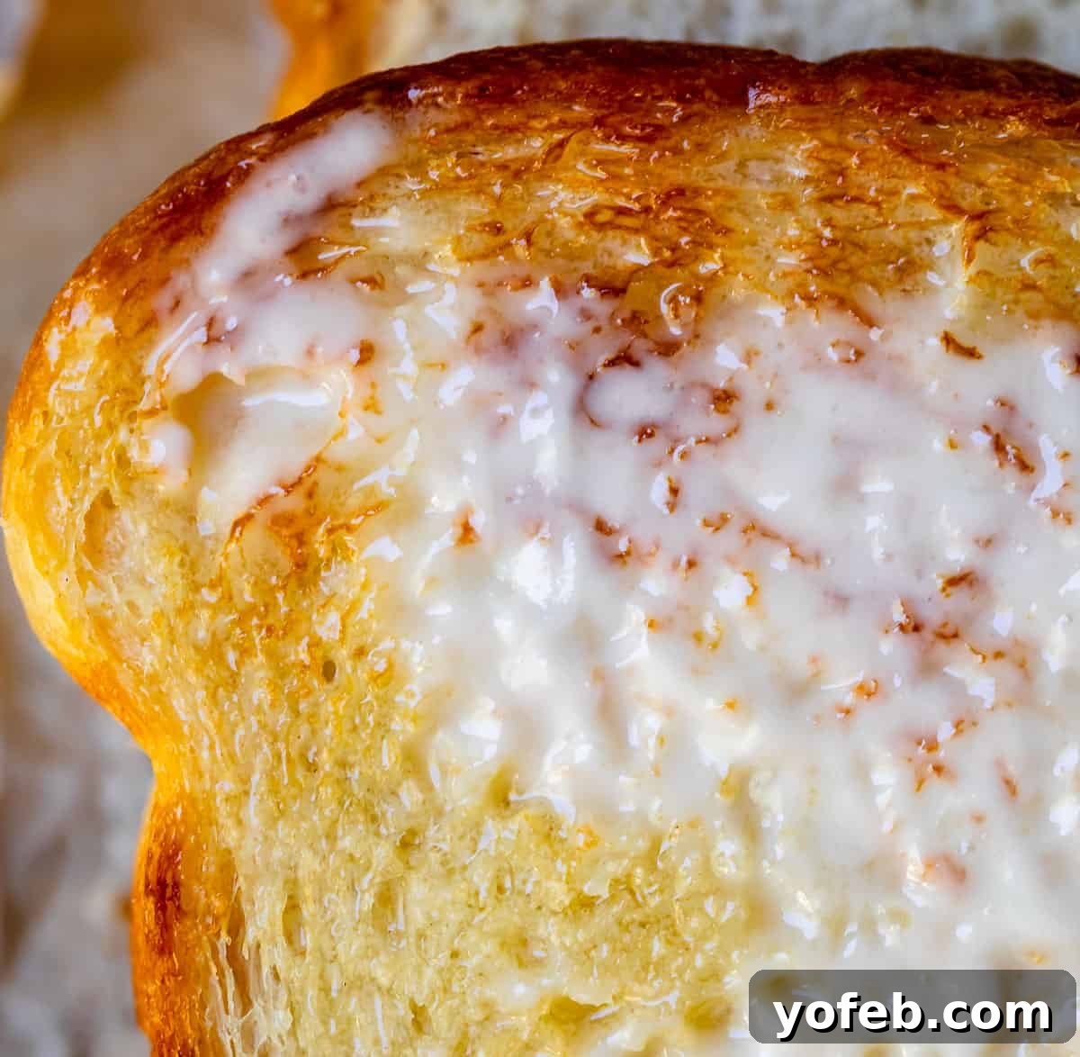 The White Bread Recipe That Ends Your Search 24 A slice of perfectly toasted easy white bread, with butter melting invitingly into its soft, airy texture.