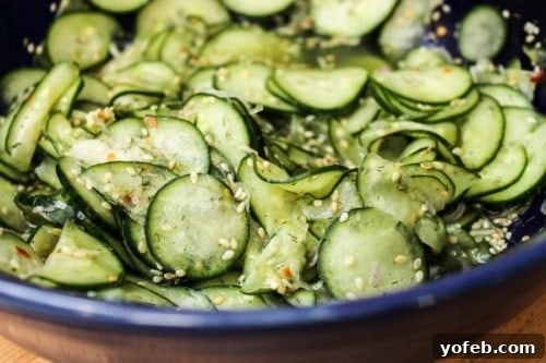 Crisp Asian Cucumber Salad with Tangy Rice Vinaigrette 3 marinated asian cucumber salad with rice vinegar.