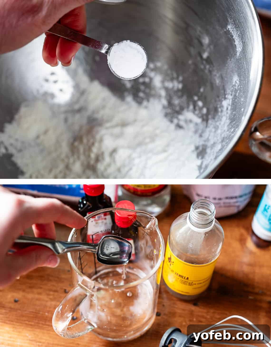 Beginner's Guide to Perfect Royal Icing 13 Adding teaspoon of cream of tartar to a mixing bowl of other dry ingredients.