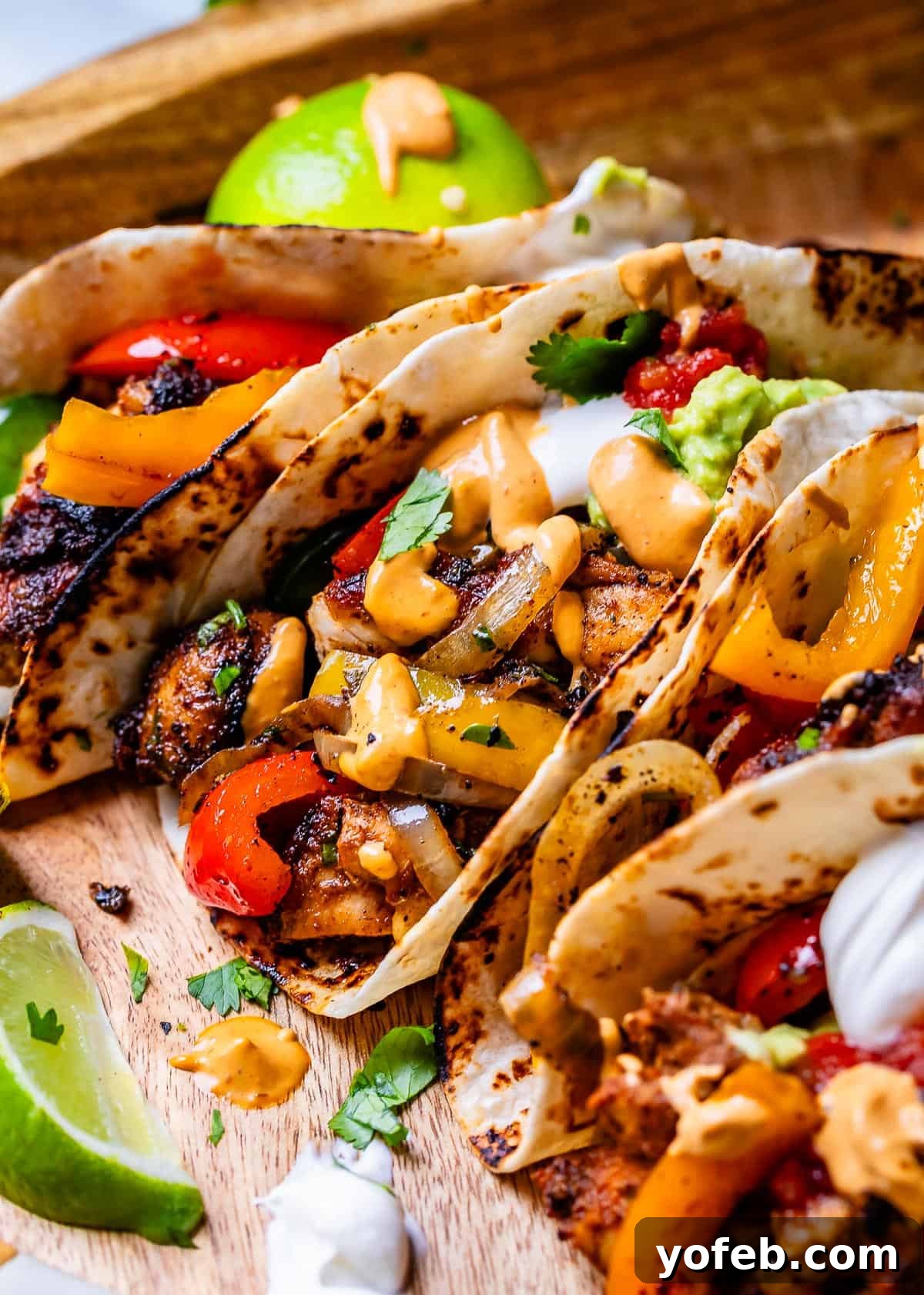 My Chicken Fajitas Awakening 19 three stuffed fajitas, also topped with sour cream, salsa, guacamole, and chipotle mayo.