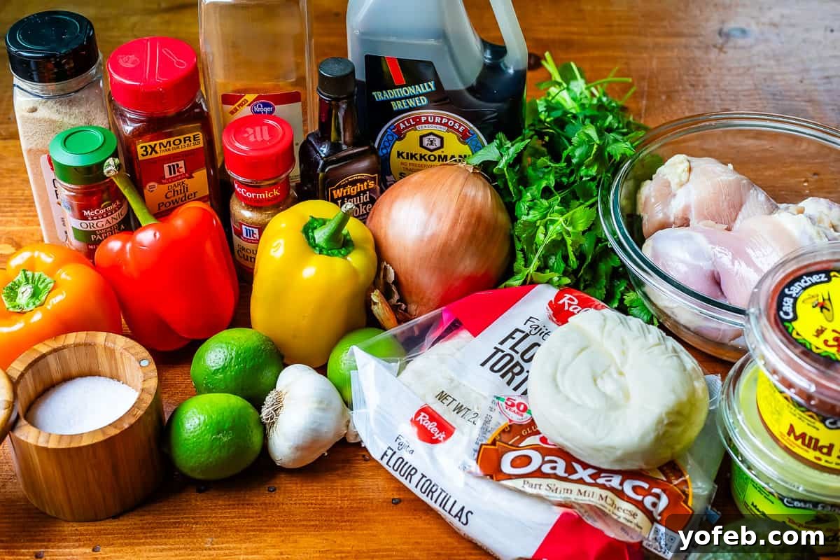 My Chicken Fajitas Awakening 7 picture of ingredients for chicken fajitas like tortillas, chicken, peppers, onions, etc.