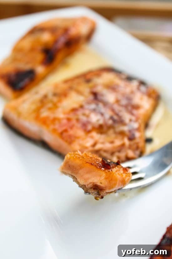 Honey-Glazed Salmon with Nutty Lime Butter Sauce 5 Close-up of browned butter lime sauce drizzled over salmon